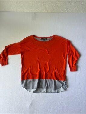 Ralph Lauren Orange Crewneck Pullover with Striped Lining